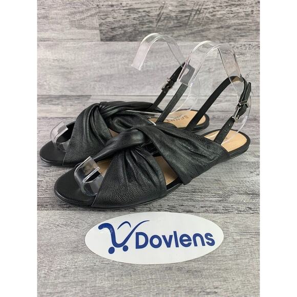 Schutz Womens Size 6B Black Leather Open Toe Knotted Sandals - Picture 1 of 5